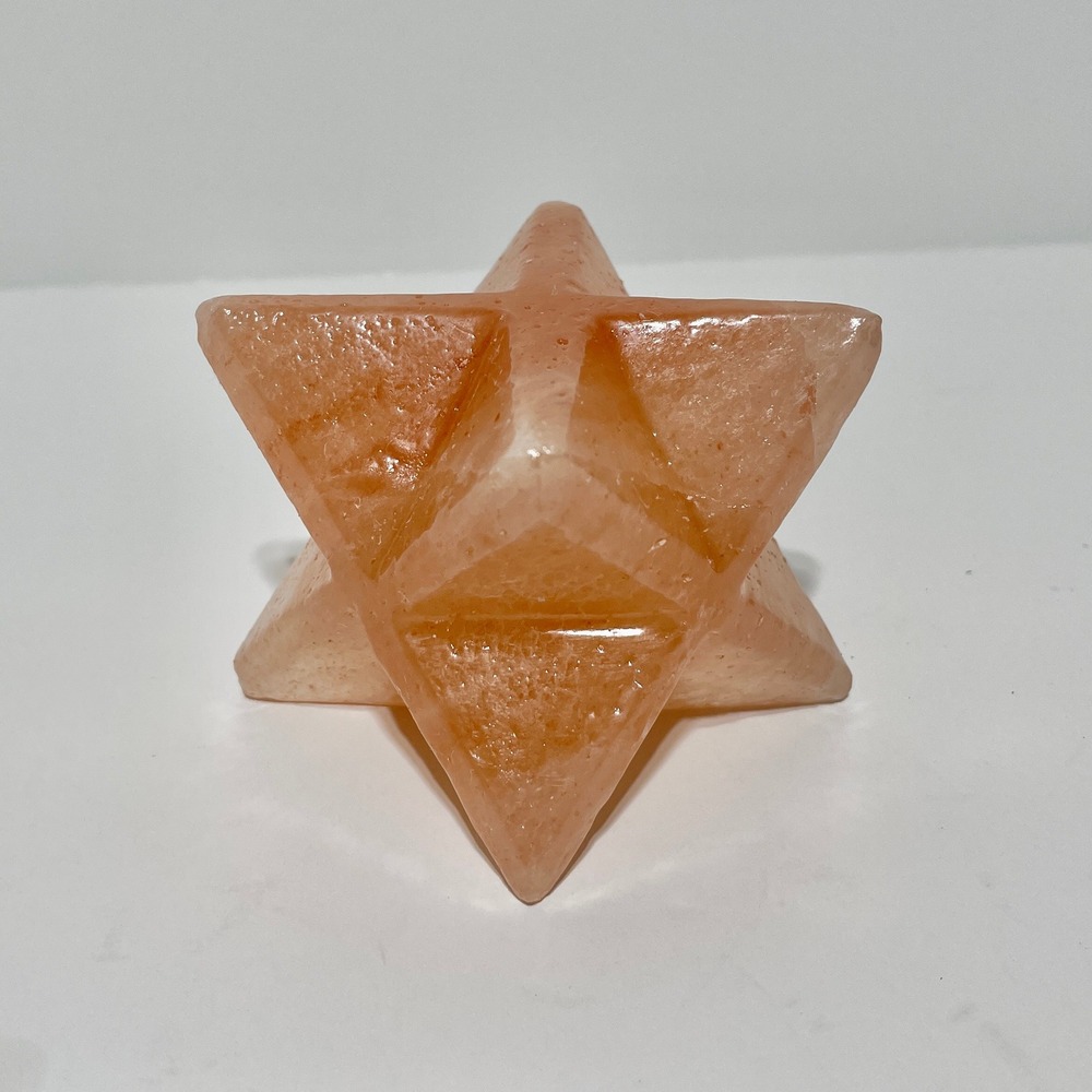 Natural Pink SALT Merkaba Star Geometry Crystal Decor